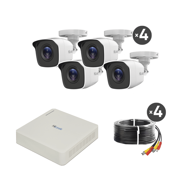 KIT7204BMC – Kit 4 Cámaras Bala de Metal TurboHD 720p HiLook