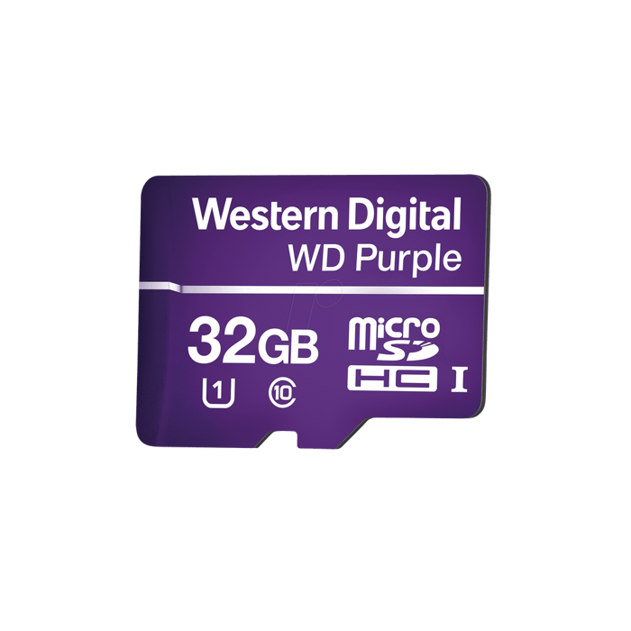 WD32MSD Western-Digital – Memoria microSD de 32GB PURPLE, Especializada Para Videovigilancia, 10 VECES MAYOR DURACIÓN, 3 AÑOS DE GARANTIA