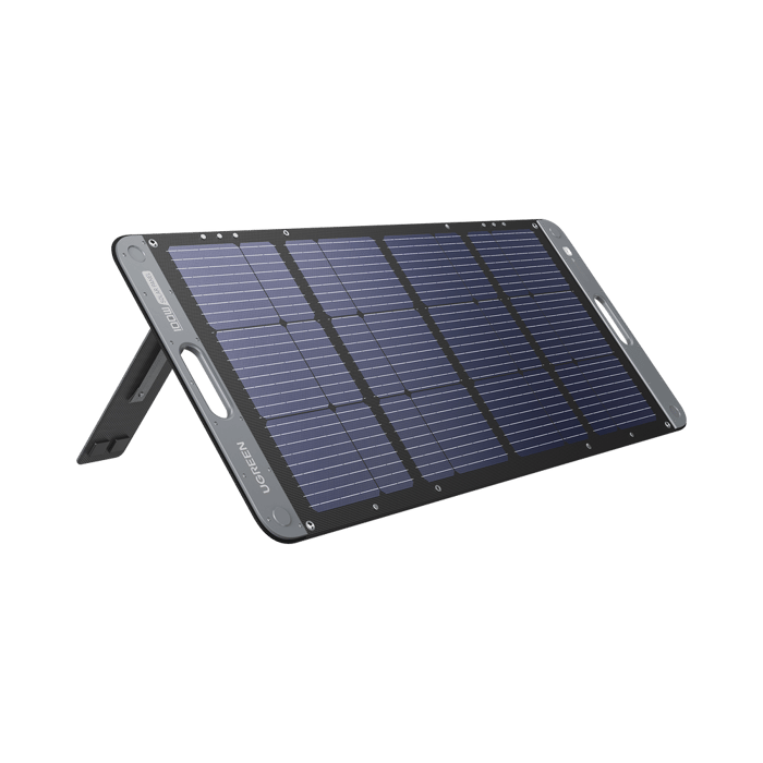 15113 UGREEN – Panel Solar Plegable 100W / Recomendado para el Power Station Portable de 600W UGREEN / Alta Eficiencia de Conversión / Alineación Inteligente de la Luz Solar / Resistente Al Agua Y Duradero / Incluye Cable XT60 Macho a Macho 2m.