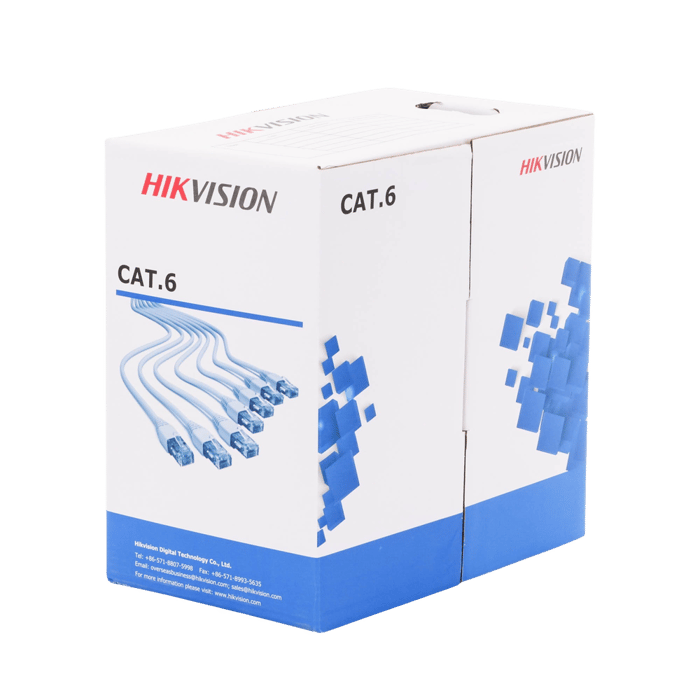 DS-1LN6-UE-WB HIKVISION – Bobina de Cable UTP de 305 m (1000 ft) Cat6 / 100% Cobre / Color Azul / Uso en Interior / PVC