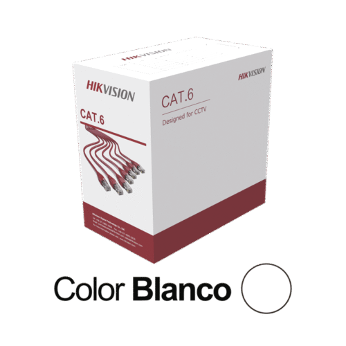 DS-1LN6U-W/CCA HIKVISION Bobina de Cable UTP 305 Mts / Cat 6 (24 AWG) / Color Blanco / PVC (CM) / Uso en Interior / CCA (Cobre con Aluminio