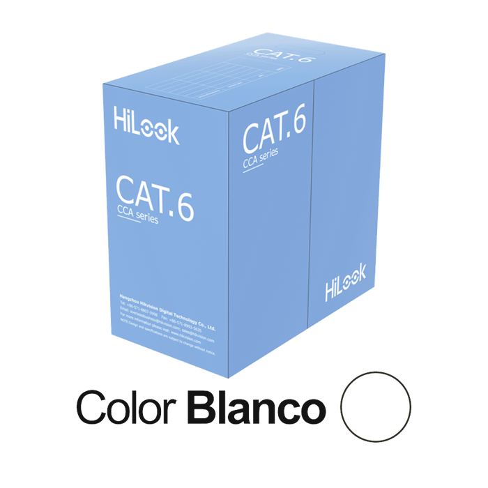 NC1LN6UUCCA HILOOK –  Bobina de Cable UTP 305 Mts Cat 6 (24 AWG) Color Blanco Uso en Interior