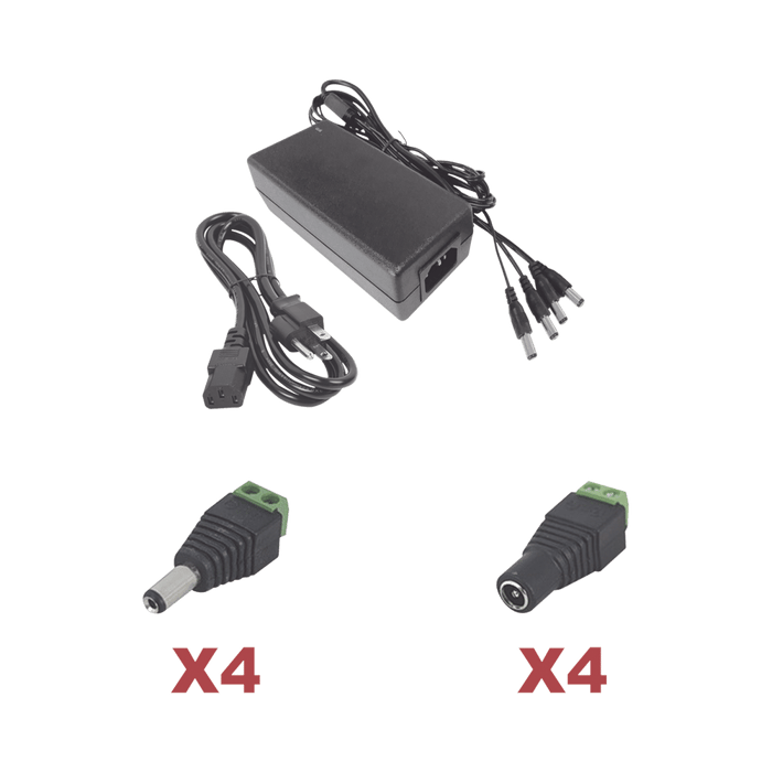 K2PLK12DC4CH Kit fuente EPCOM POWER LINE con salida de 12 Vcc para 4 cámaras c/conectores