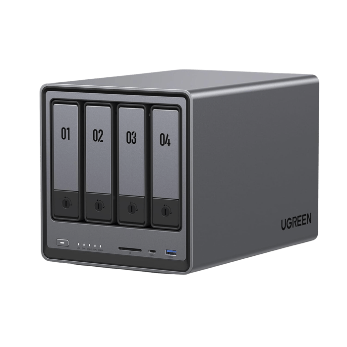 25371B- UGREEN  NASync DXP4800 | SO UGOS Pro | Intel N100 12th Gen Intel® Quad Core™ | 4-Bahias (SATA) hasta 96TB | 2* M.2 SSD hasta 16TB| 8GB DDR5 (Exp. a 16GB) | 2.5Gb Dual Ethernet | HDMI 4K | 2* USB2.0 | 1*USB 3.2Gen | 1* USB 3.2Gen2 | 1*USB-C 3.2Gen2 | SD