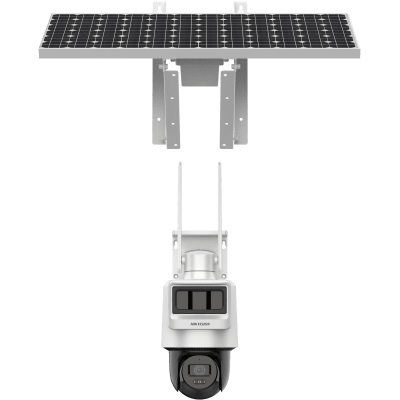 DS-2DE2C400IWG-K/4G/C09S20/LA  Kit Camara Solar IP All in One / Doble Detección (Radar + PIR) / PT IP 4 Megapixel / Lente 4 mm / Panel Solar / Batería de Respaldo de Litio