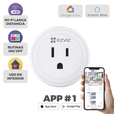 T30  EZVIZ – Enchufe Inteligente / Wi-Fi / Control a través de la Aplicación Móvil / Conecte los Dispositivos del Hogar / Permite Personalizar Horarios / Soporta Asistente de Voz de Google y Alexa