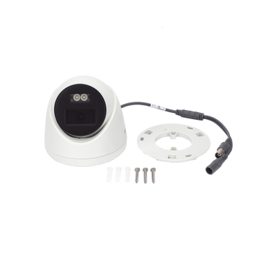 THCT227LTS   HILOOK - Camara con [Audio Bidireccional + Dual Light + ColorVu] Turret TURBOHD 2 Megapixel (1080p) / Lente 2.8 mm / 40 mts IR EXIR + 40 mts Luz Blanca / Micrófono y Bocina Integrado / Exterior IP67 / dWDR
