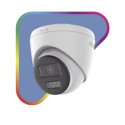 THCT227LTS   HILOOK - Camara con [Audio Bidireccional + Dual Light + ColorVu] Turret TURBOHD 2 Megapixel (1080p) / Lente 2.8 mm / 40 mts IR EXIR + 40 mts Luz Blanca / Micrófono y Bocina Integrado / Exterior IP67 / dWDR